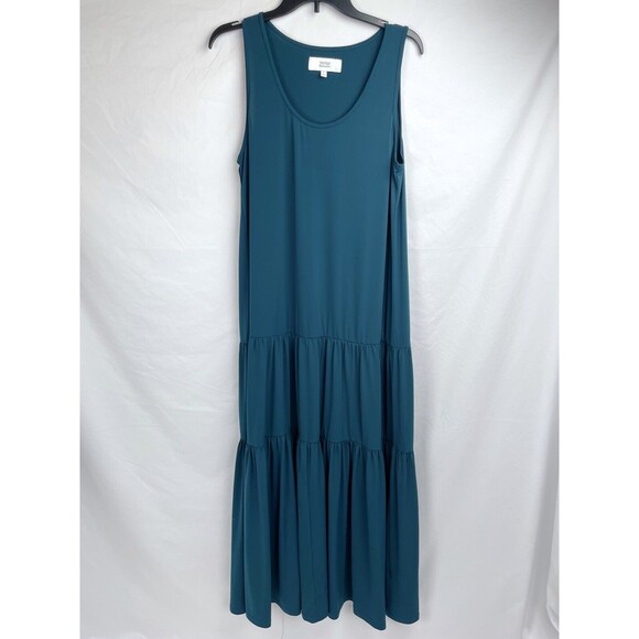 Textile Elizabeth & James Dress LARGE Green Maxi Long Tank Sleeveless Tiered - Picture 1 of 5